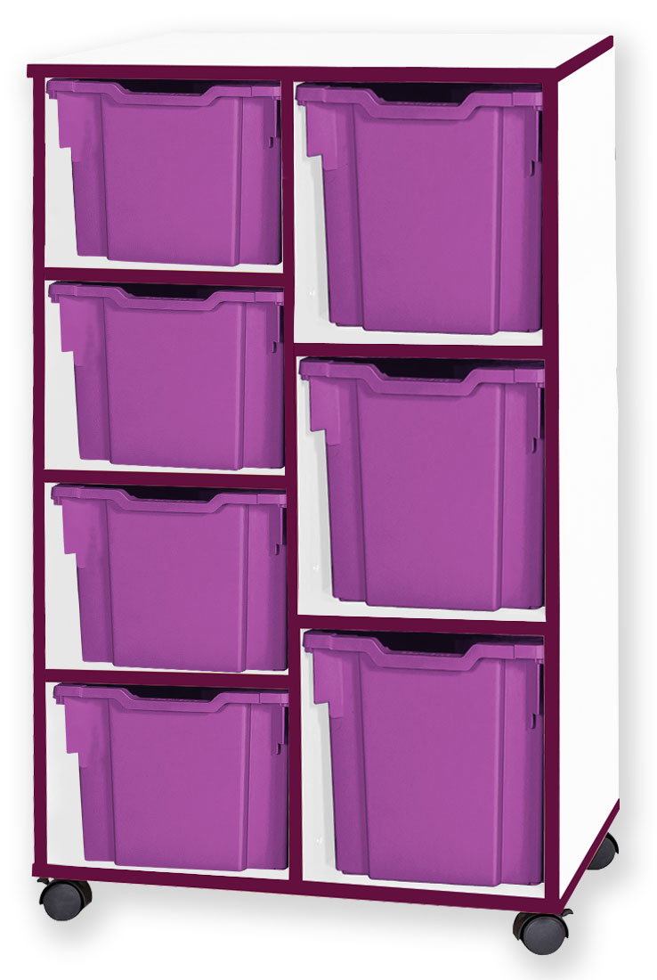 School JAZ 1107mm High 4 Extra Deep/3 Jumbo Tray Double Variety Storage Unit