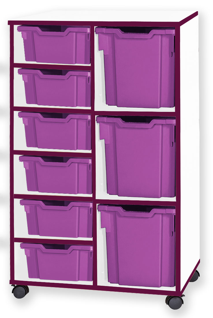 School JAZ 1107mm High 6 Deep/3 Jumbo Tray Double Variety Storage Unit