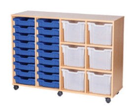 School 9 High 18 Shallow, 6 Extra Deep Tray Quad Unit