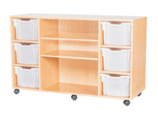 School 9 High 6 Extra Deep Tray Quad Unit with Shelves
