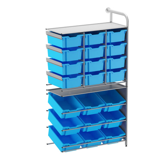 Gratnells Callero Custom Tall Pick-Store Adder Unit 9 Tilting Deep & 12 Deep Trays