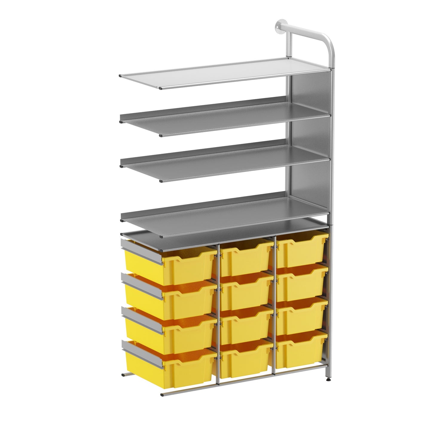 Gratnells Callero Custom Tall Display-Store Adder Unit 3 Flat Shelves & 12 Deep Trays