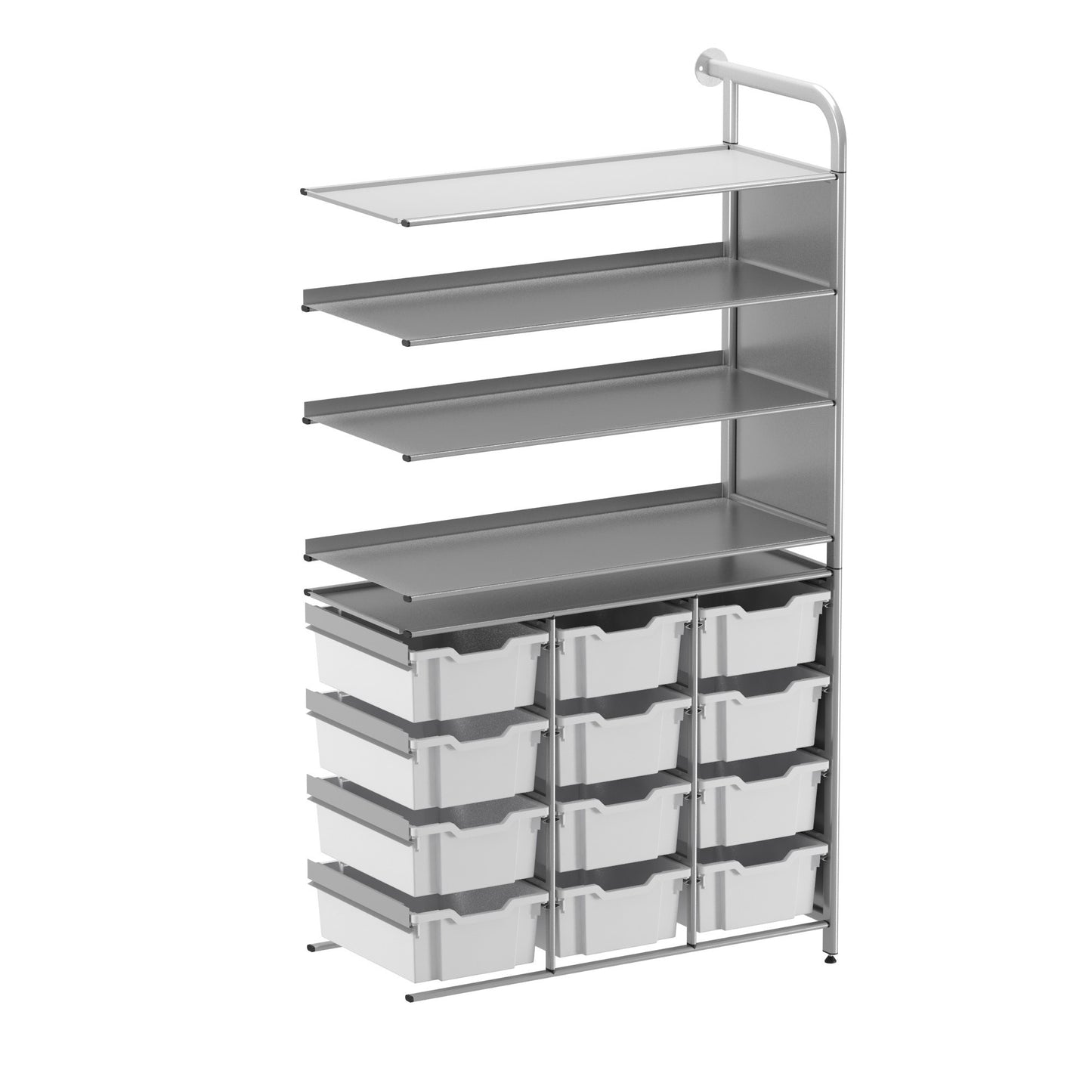 Gratnells Callero Custom Tall Display-Store Adder Unit 3 Flat Shelves & 12 Deep Trays
