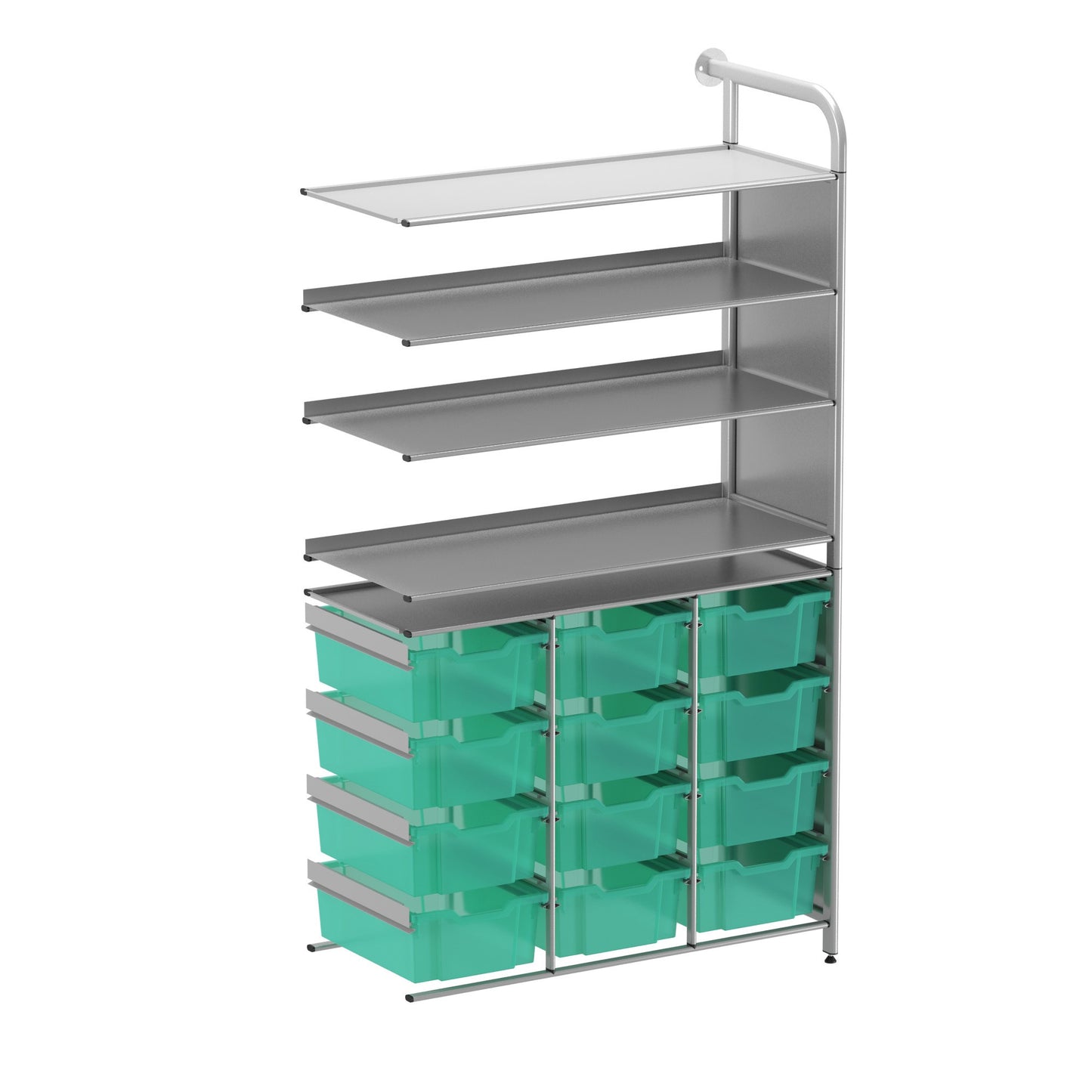 Gratnells Callero Custom Tall Display-Store Adder Unit 3 Flat Shelves & 12 Deep Trays