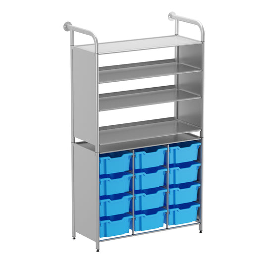 Gratnells Callero Custom Tall Display-Store Starter Unit 3 Flat Shelves & 12 Deep Trays