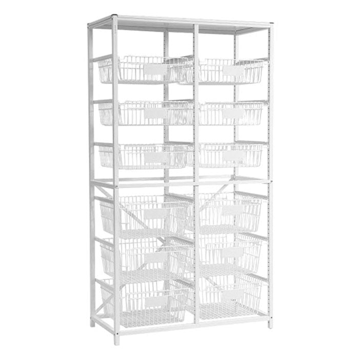 Gratnells Classic Tall Double White Frame 6 Shallow 6 Deep Baskets (Assembled)