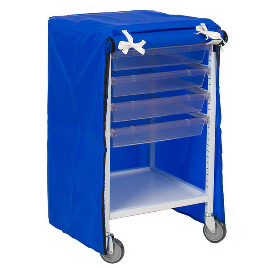 Gratnells Classic Resuscitation Low Single Fixed Runner White Trolley 4 Shallow Antimicrobial Translucent Trays (Assembled)