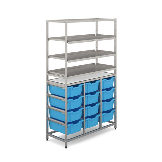 Gratnells Dynamis Tall Treble Frame 3 Shelves & 12 Deep Trays