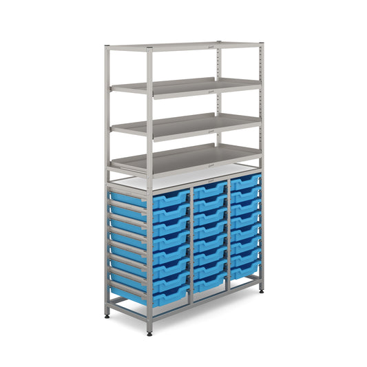 Gratnells Dynamis Tall Treble Frame 3 Shelves & 24 Shallow Trays