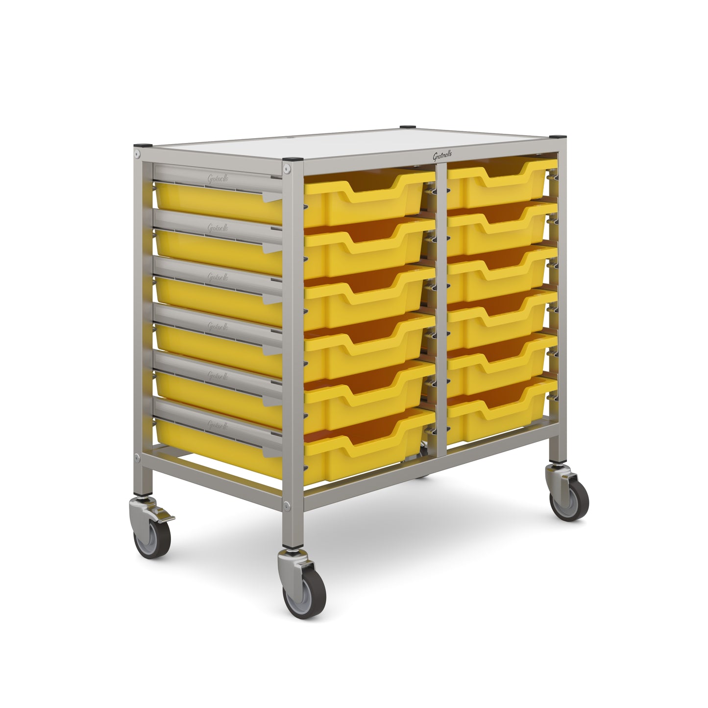 Gratnells Dynamis Low Double Trolley 12 Shallow Trays