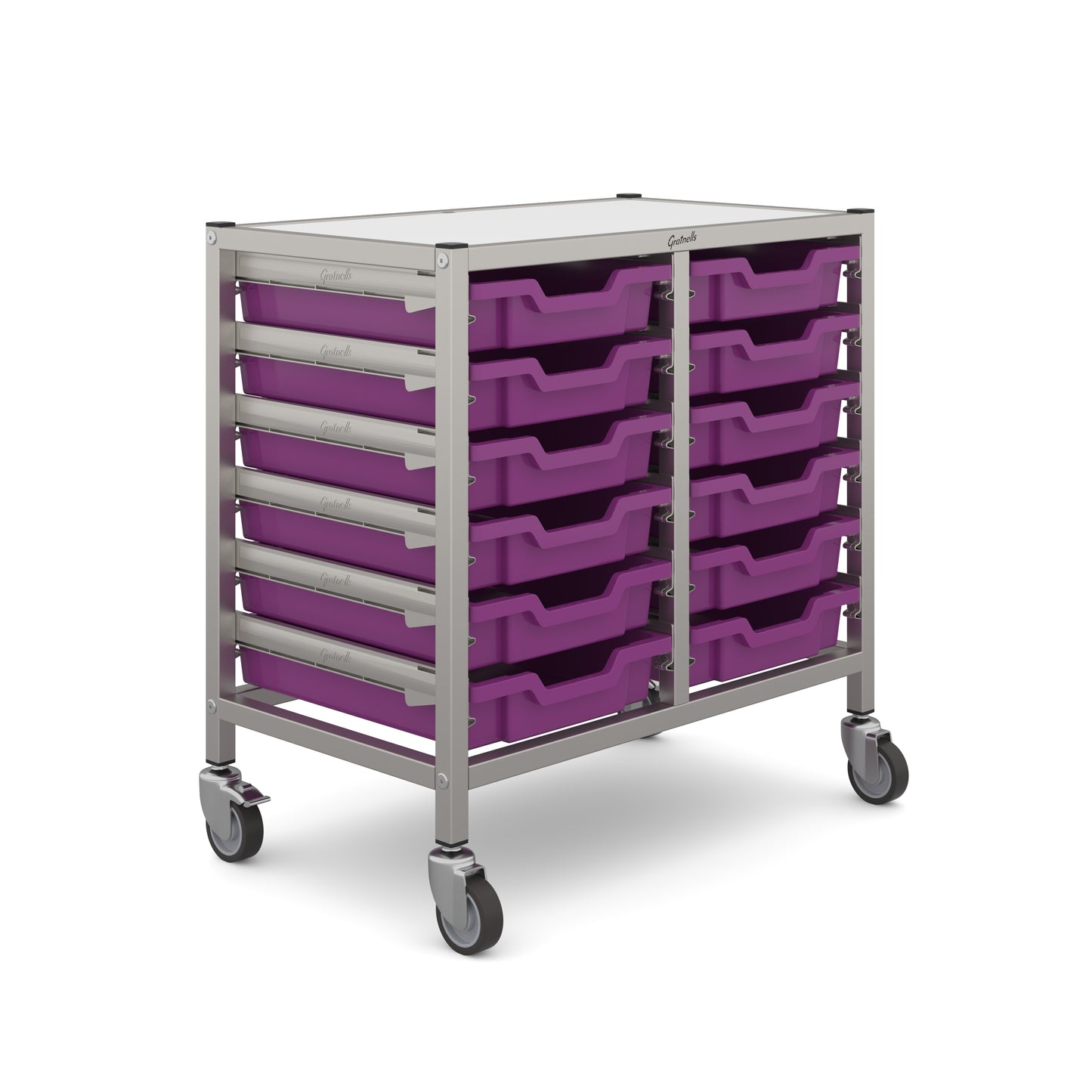Gratnells Dynamis Low Double Trolley 12 Shallow Trays