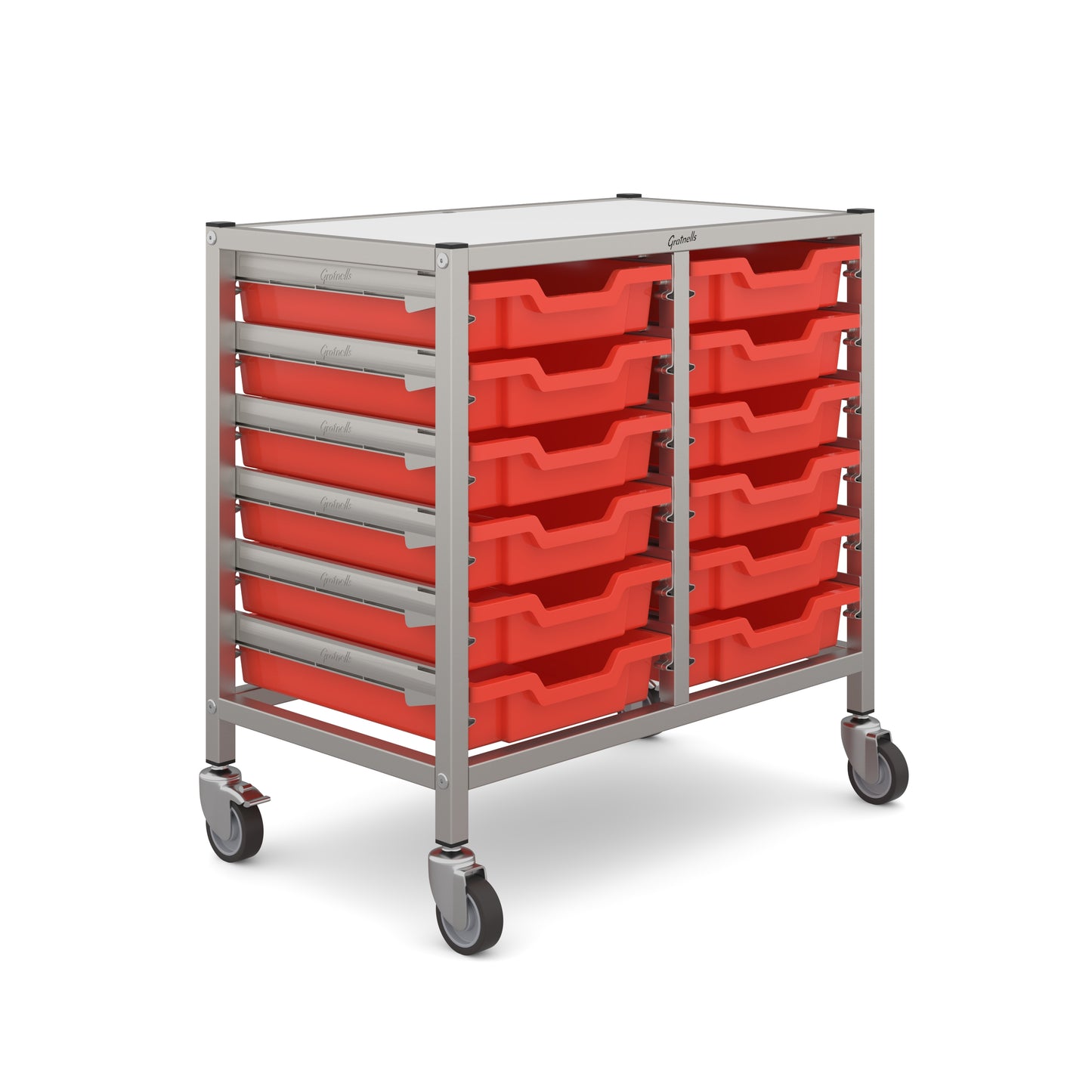 Gratnells Dynamis Low Double Trolley 12 Shallow Trays