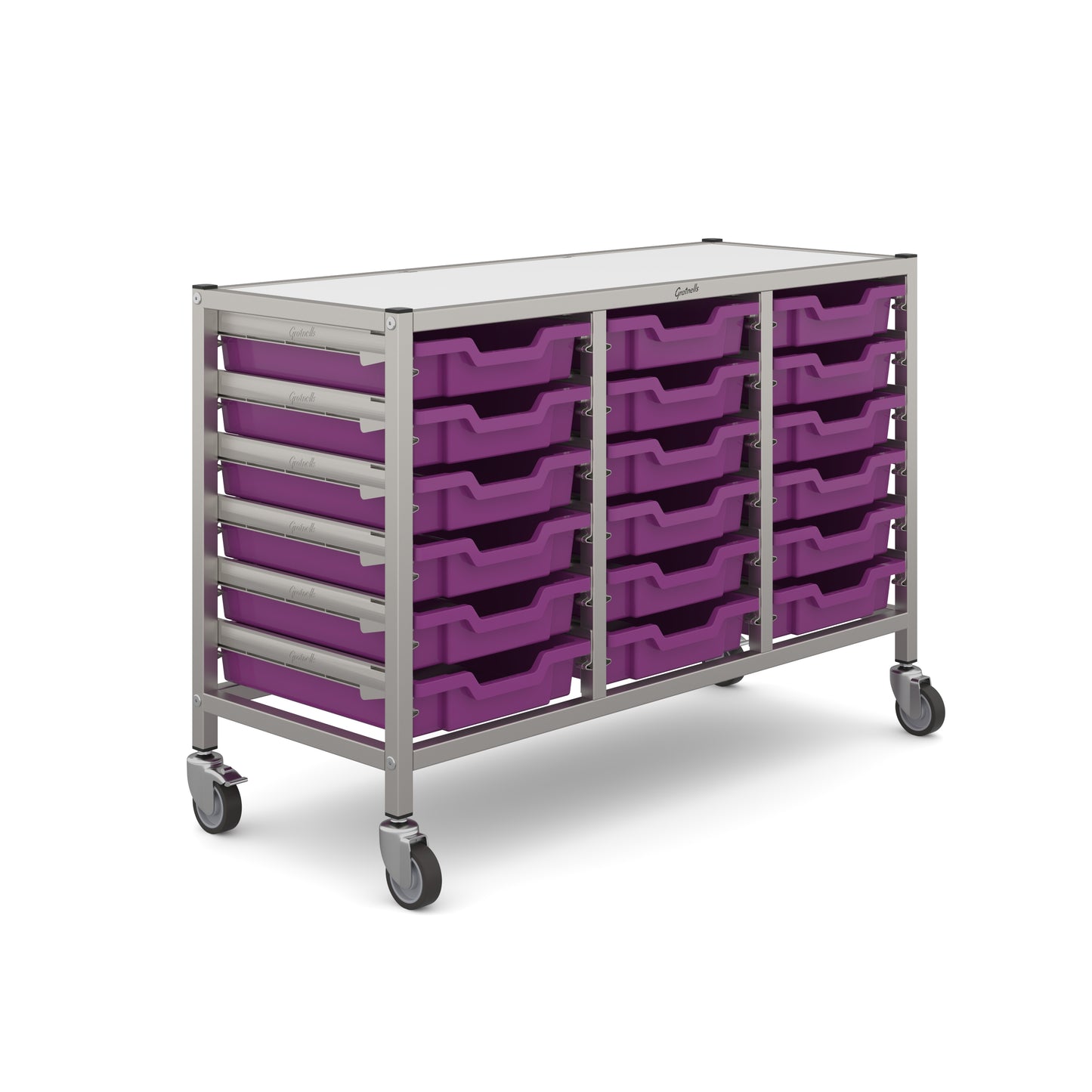 Gratnells Dynamis Low Treble Trolley 18 Shallow Trays