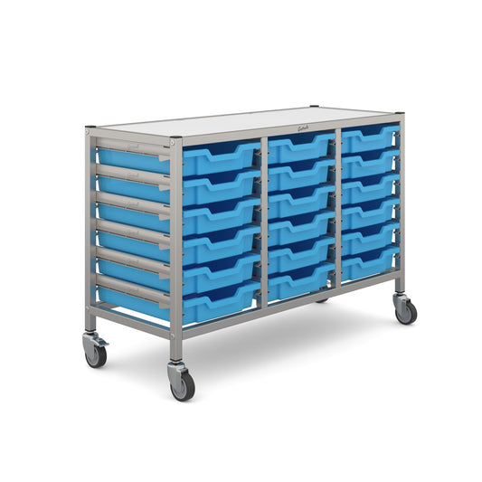 Gratnells Dynamis Low Treble Trolley 18 Shallow Trays