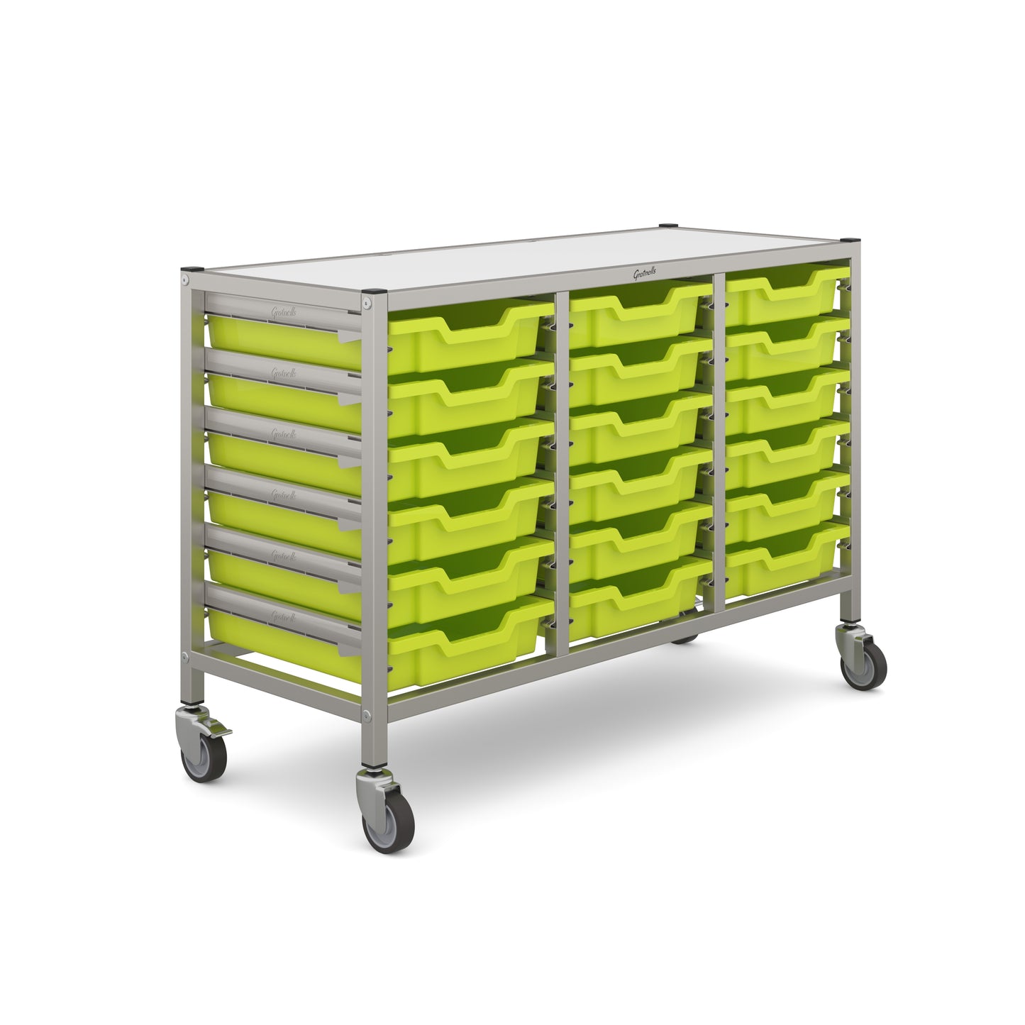 Gratnells Dynamis Low Treble Trolley 18 Shallow Trays