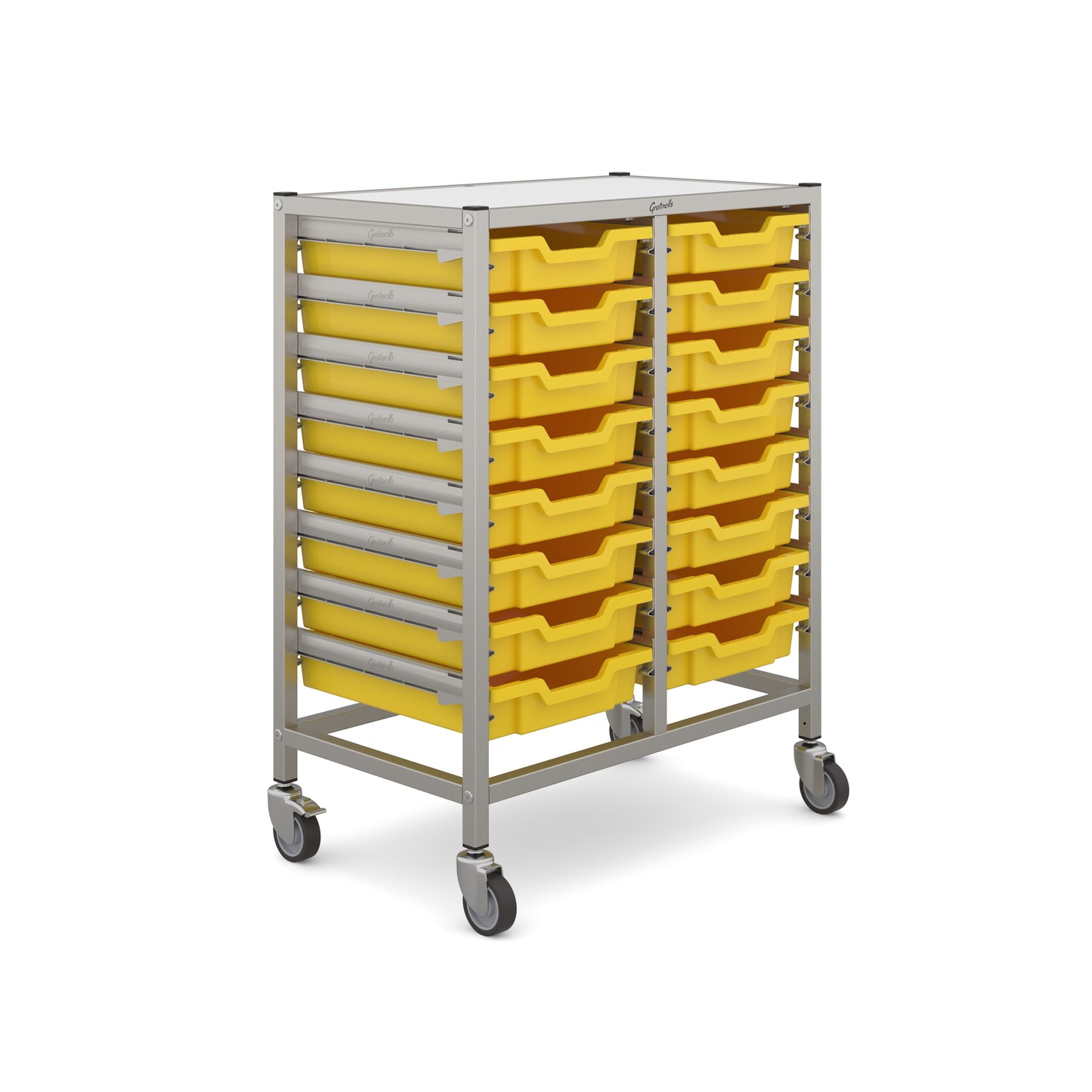 Gratnells Dynamis Mid Double Trolley 16 Shallow Trays