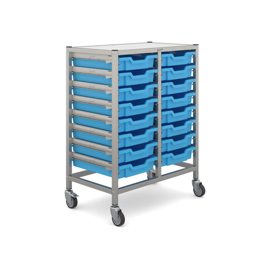 Gratnells Dynamis Mid Double Trolley 16 Shallow Trays