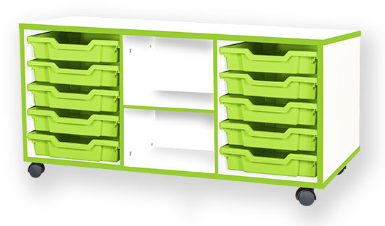School JAZ 533mm High 10 Shallow Tray Triple Middle Open Storage Unit
