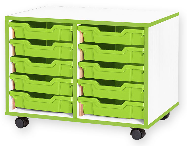 School JAZ 533mm High 10 Shallow Tray Double Column Storage Unit