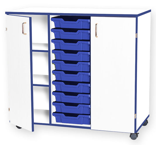 School JAZ 943mm High Triple Width Cupboard With 10 Shallow Trays