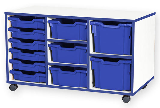School JAZ 615mm High 6 Shallow/3 Deep/2 Extra Deep Variety Tray Triple Column Storage Unit