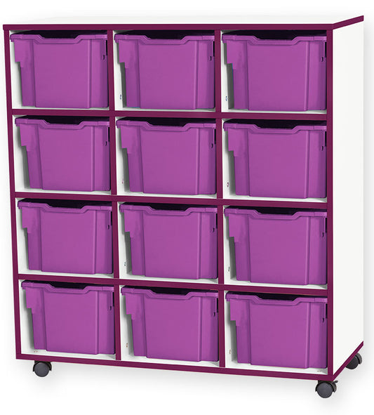 School JAZ 1107mm High 12 Extra Deep Tray Triple Column Storage Unit