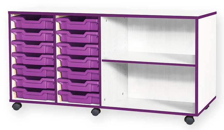 School JAZ 697mm High 14 Shallow Quad Width Tray With Open Storage