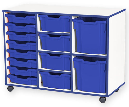 School JAZ 779mm High 8 Shallow/4 Deep/2 Jumbo Variety Tray Triple Column Storage Unit