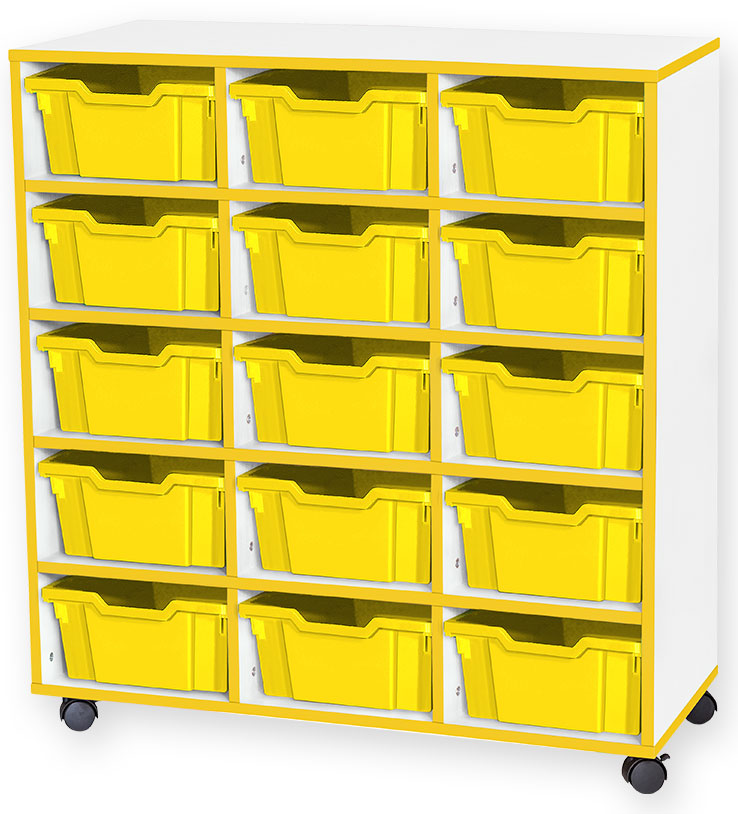 School JAZ 1025mm High 15 Deep Tray Triple Column Storage Unit