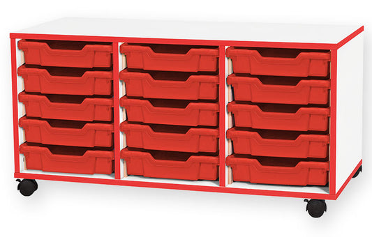 School JAZ 533mm High 15 Shallow Tray Triple Column Storage Unit