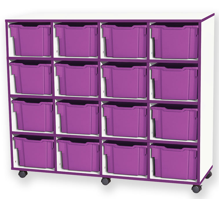 School JAZ 1107mm High 16 Extra Deep Tray Quad Column Storage Unit