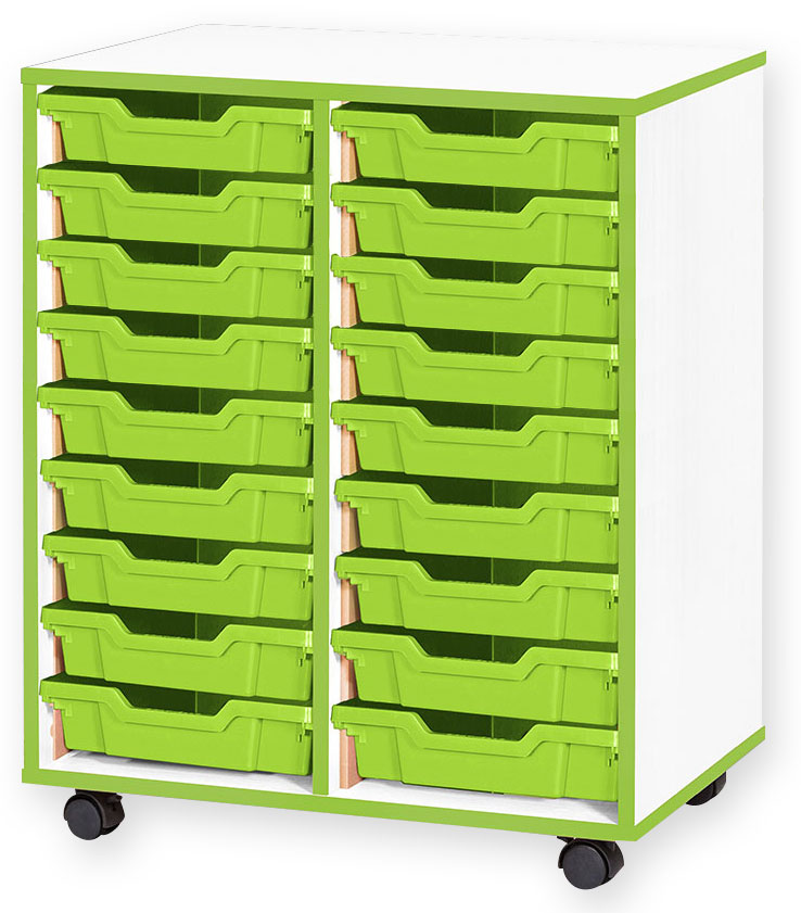 School JAZ 861mm High 18 Shallow Tray Double Column Storage Unit