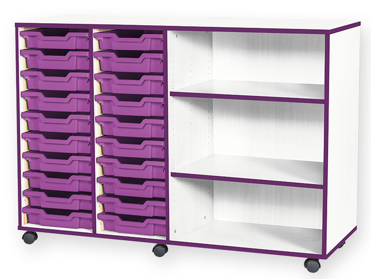 School JAZ 943mm High 20 Shallow Quad Width Tray With Open Storage