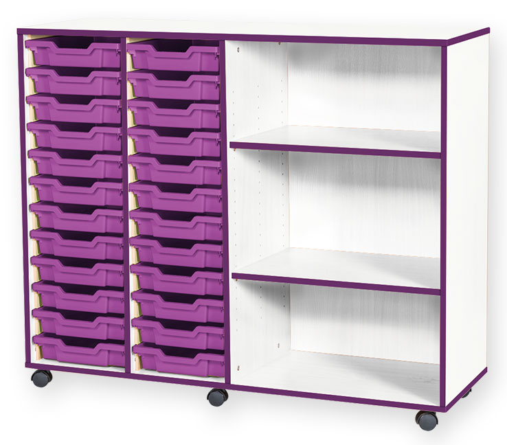 School JAZ 1107mm High 24 Shallow Quad Width Tray With Open Storage