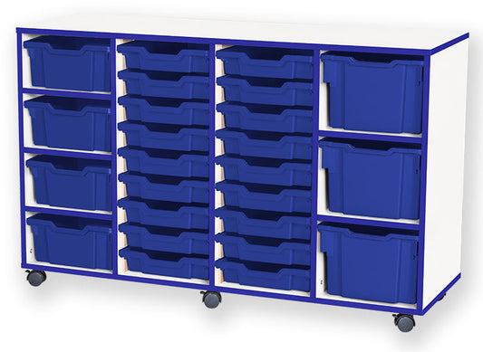 School JAZ 861mm High 18 Shallow/4 Deep/3 Extra Deep Variety Tray Quad Column Storage Unit