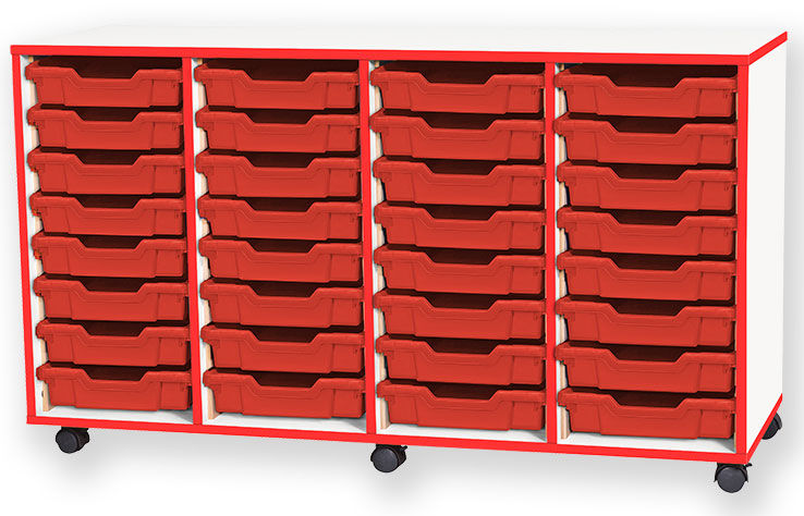 School JAZ 779mm High 32 Shallow Tray Quad Column Storage Unit