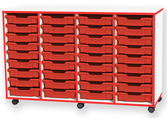 School JAZ 861mm High 36 Shallow Tray Quad Column Storage Unit