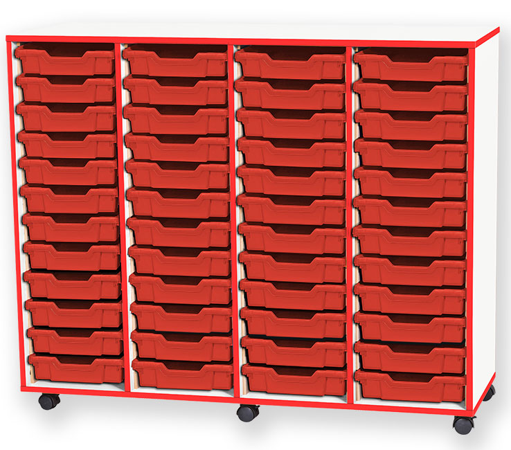 School JAZ 1107mm High 48 Shallow Tray Quad Column Storage Unit