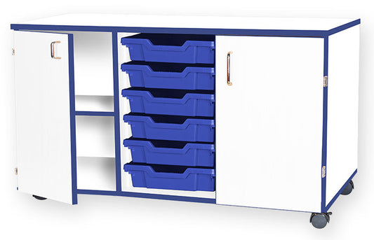 School JAZ 615mm High Triple Width Cupboard With 6 Shallow Trays