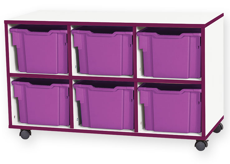 School JAZ 615mm High 6 Extra Deep Tray Triple Column Storage Unit