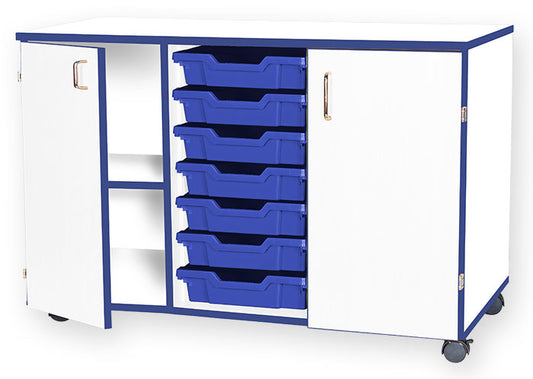 School JAZ 697mm High Triple Width Cupboard With 7 Shallow Trays