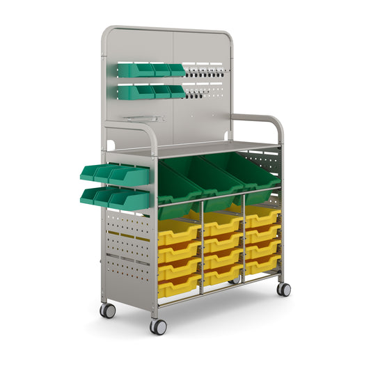 Gratnells Callero MakerSpace Trolley 3 Deep Grass Green & 12 Shallow Trays