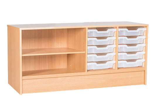 School Static 533mm High - 10 Tray Quad Shelf & Tray Unit