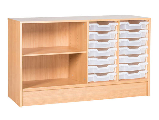 School Static 697mm High - 14 Tray with Shelf Quad Unit
