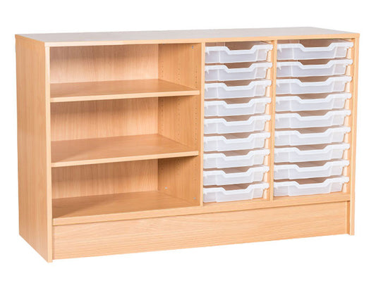 School Static 779mm High - 16 Tray Quad Unit with Shelves Left Columns