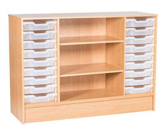 School Static 861mm High - 18 Tray Quad Unit with Shelves Left Columns