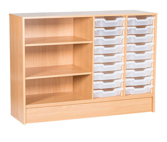 School Static 861mm High - 18 Tray Quad Unit with Shelves
