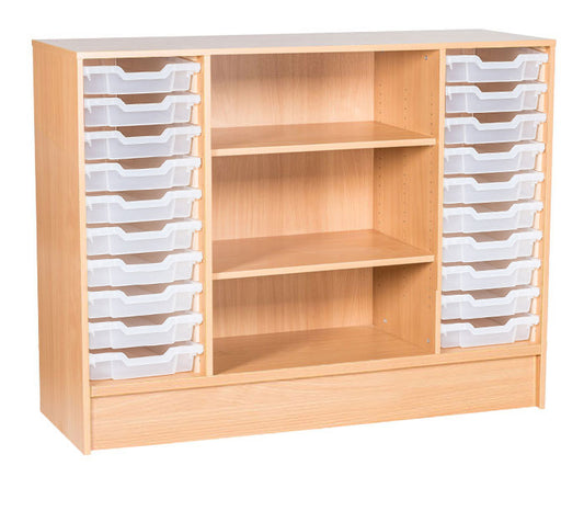 School Static 943mm High - 20 Tray Quad Unit with Shelves