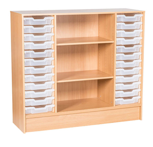 School Static 1107mm High - 24 Quad Tray Unit with Shelves