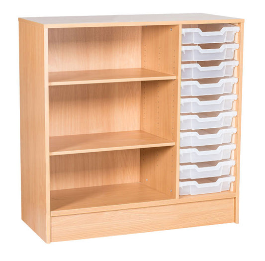 School 943mm High - Static 10 Tray Triple Unit with Shelves